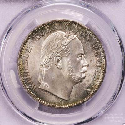 PCGS-MS66 1866普鲁士威廉桂冠泰勒 黄油包浆转光 超级品 - PCGS-MS66 1866普鲁士威廉桂冠泰勒 黄油包浆转光 超级品