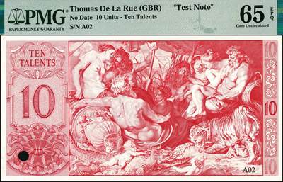宜和2024年秋季拍卖会-纸币专场 欧洲老牌印钞公司德纳罗公司单面试样纸币，PMG 65 EPQ