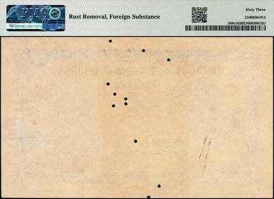 宜和2024年秋季拍卖会-纸币专场 民国十九年（1930年）中华国家银行壹圆单面样本券，正背共2枚，北京地名，中原大战时期阎锡山所部发行，珍罕，正面PMG 63/Rust Removal，Foreign Substance；背面PMG 63/Stains Lightened，均为唯一冠军分。1930年3月，阎锡山、冯玉祥等通电讨蒋，5月，蒋介石下令对阎锡山、冯玉祥进攻，中原大战爆发。为筹措军费，1930年7月，阎锡山以陆海空军总司令