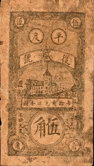 宜和2024年秋季拍卖会-纸币专场 民国时期山东地方钱庄票一组8枚，详分：①民国二十二年（1933年）即墨县王村岛大丈集同德号伍角，六品；②寿光侯镇天成兴贰角，六五品；③寿光侯镇天成兴三角，六五品；④民国二十九年（1940年）平度复盛号伍角，六品；⑤民国二十九年（1940年）牟平七区无极镇临时救济壹圆，八品；⑥即墨王家德聚永壹角，七品；⑦民国二十九年（1940年）牟平县第十区峒岭乡流通券壹圆，七品；⑧民国二十九年（1940年）孤山乡