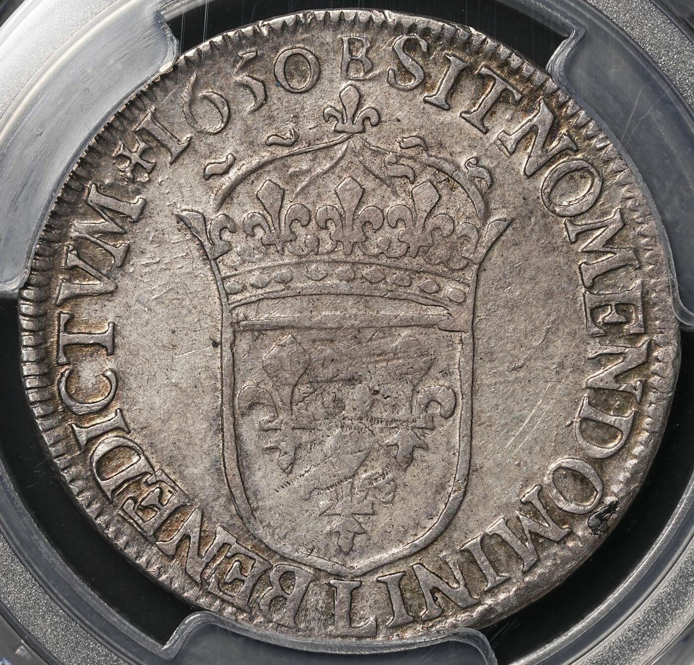修遠堂世界钱币第四十八期 全场包邮 PCGS XF45 1650年法国1/2埃居银币 路易十四少年头像 L厂铭