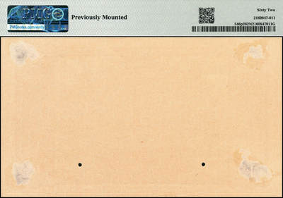 宜和2024年秋季拍卖会-纸币专场 民国十四年（1925年）四明银行德国版壹圆单面样本券，正背共2枚，棕色四明山图，上海地名，正面PMG 50 NET/Tape Repairs，Thinning，Previously Mounted，唯一冠军分；背面PMG 62 NET/Previously Mounted，亚军分，仅此1枚