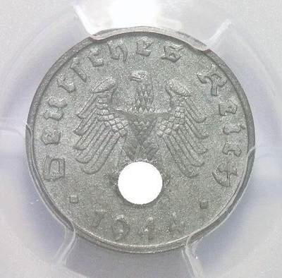 PCGS MS65 德国第三帝国1944年B版1芬尼 难得开卷原光 - PCGS MS65 德国第三帝国1944年B版1芬尼 难得开卷原光