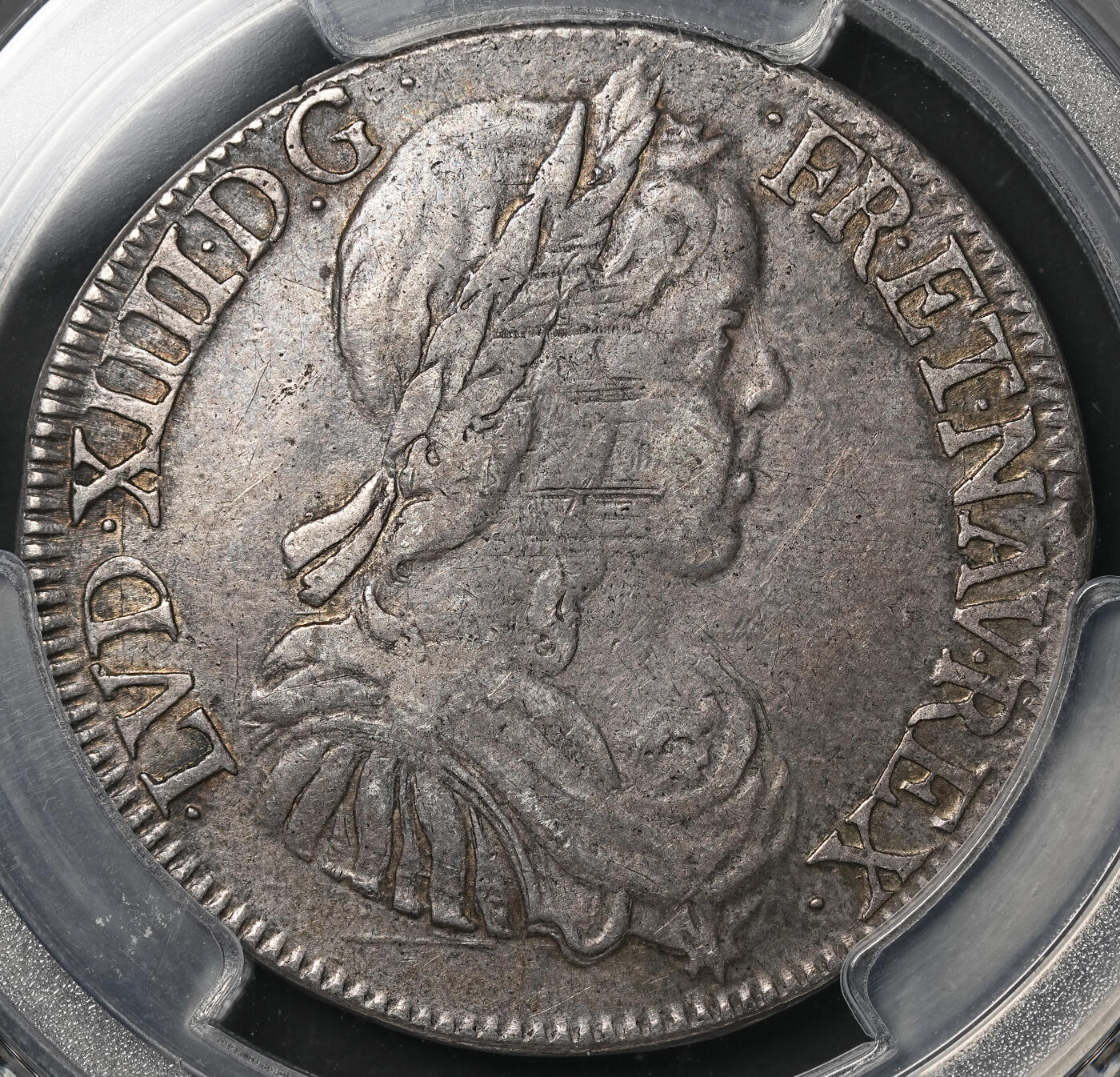 修遠堂世界钱币第四十八期 全场包邮 PCGS XF45 1650年法国1/2埃居银币 路易十四少年头像 L厂铭