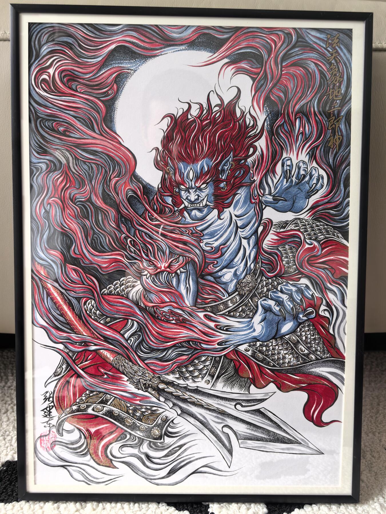 白泽拍卖卡牌手绘专场第9期（檐飞数片雪，瓶插一枝梅） 2024 张建东手绘画 法天象地二郎神