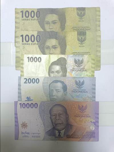 【20241127】非全新硬币和纸币第192场 - 印度尼西亚5张纸币，有字迹