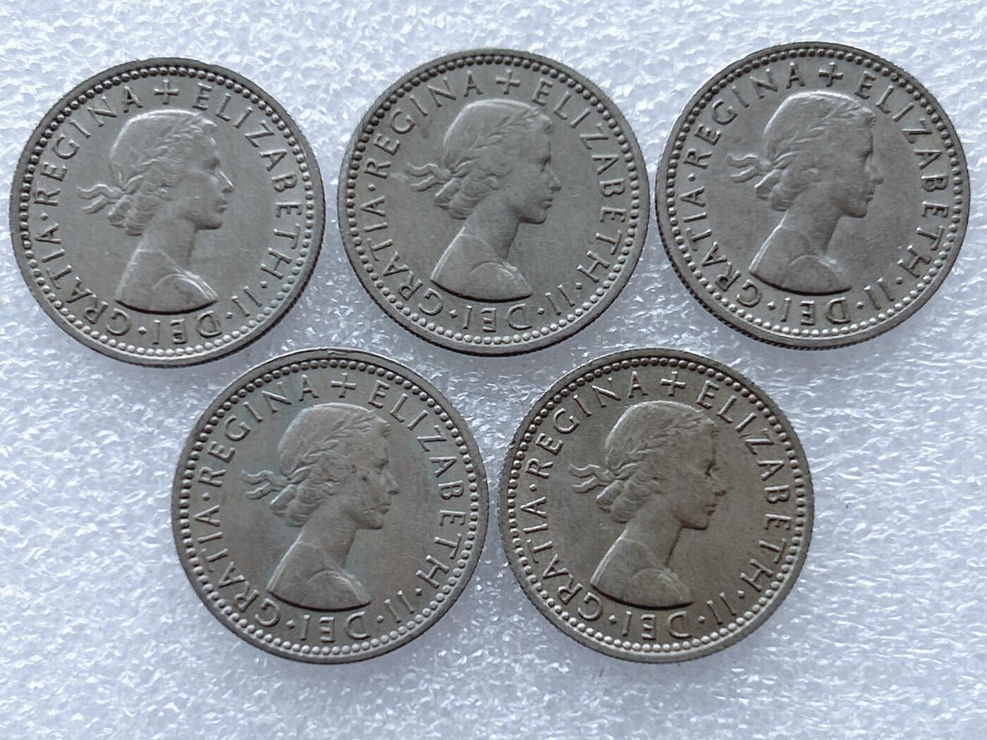 第一海外回流一元起拍收藏 散集专场. 第143期 英国6便士硬币 5枚