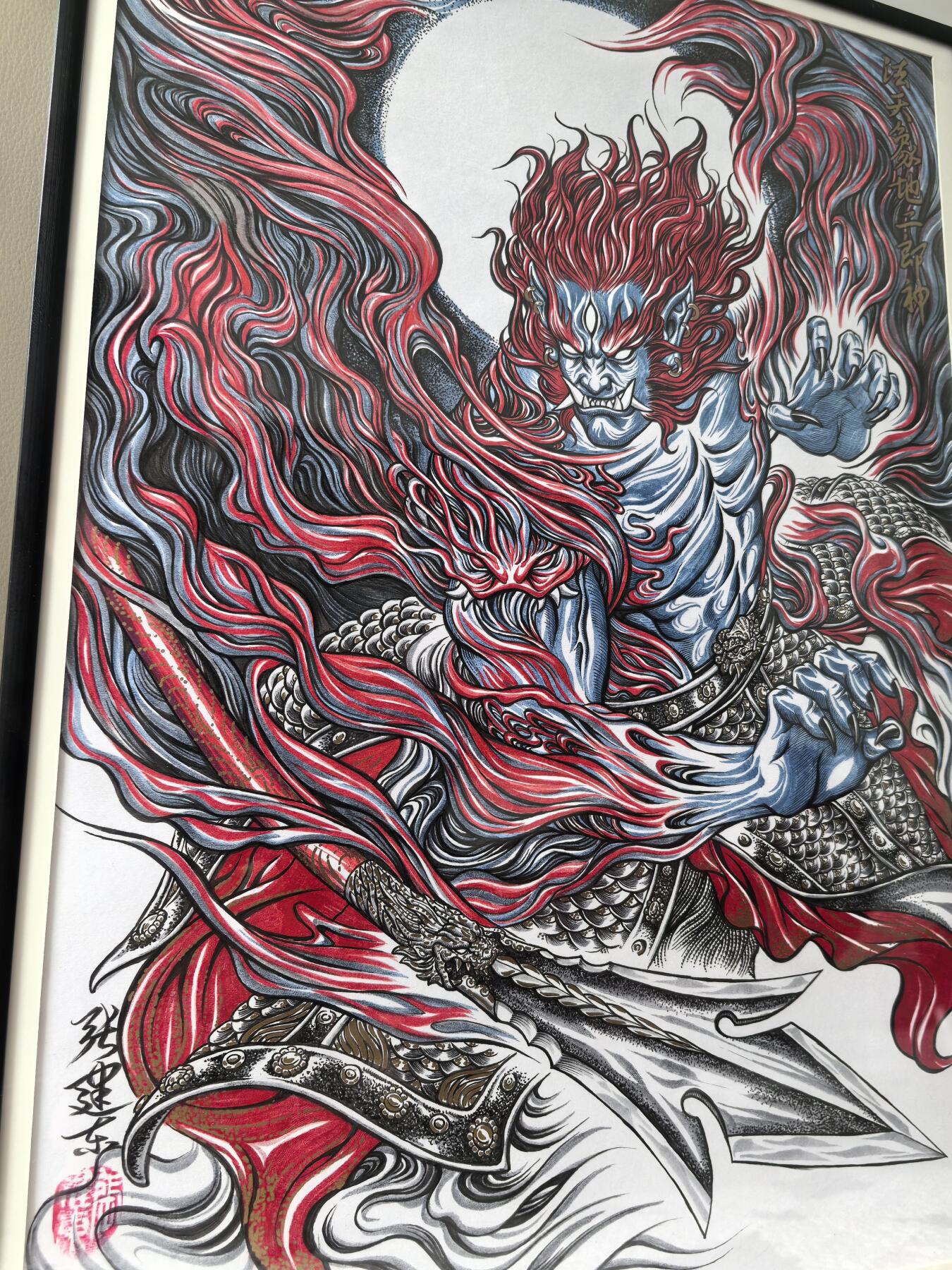 白泽拍卖卡牌手绘专场第9期（檐飞数片雪，瓶插一枝梅） 2024 张建东手绘画 法天象地二郎神