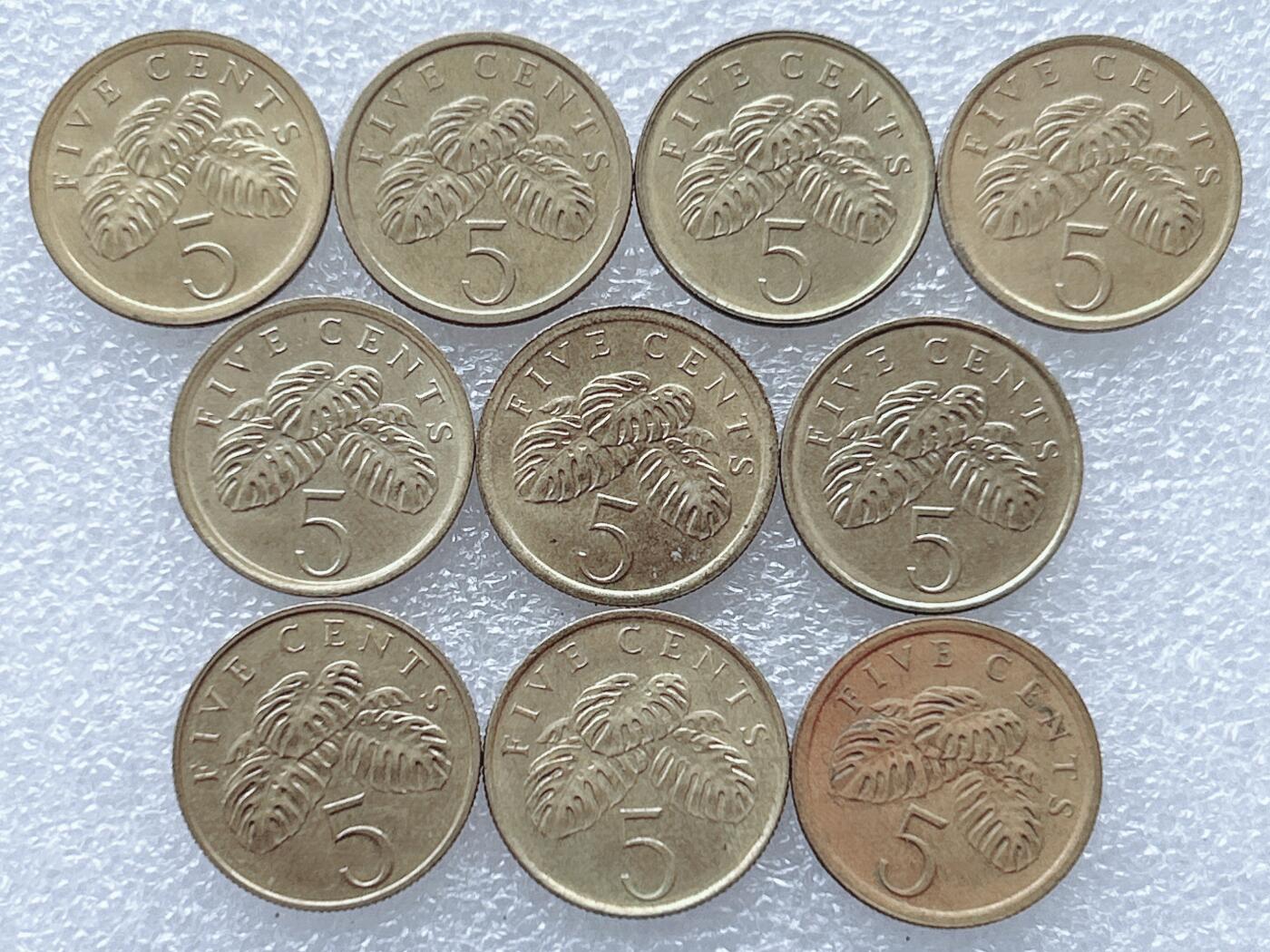 第一海外回流一元起拍收藏 散集专场. 第143期 新加坡5分硬币 10枚