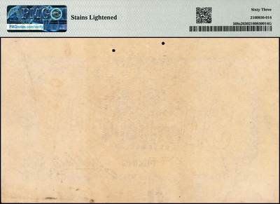 宜和2024年秋季拍卖会-纸币专场 民国十九年（1930年）中华国家银行壹圆单面样本券，正背共2枚，北京地名，中原大战时期阎锡山所部发行，珍罕，正面PMG 63/Rust Removal，Foreign Substance；背面PMG 63/Stains Lightened，均为唯一冠军分。1930年3月，阎锡山、冯玉祥等通电讨蒋，5月，蒋介石下令对阎锡山、冯玉祥进攻，中原大战爆发。为筹措军费，1930年7月，阎锡山以陆海空军总司令