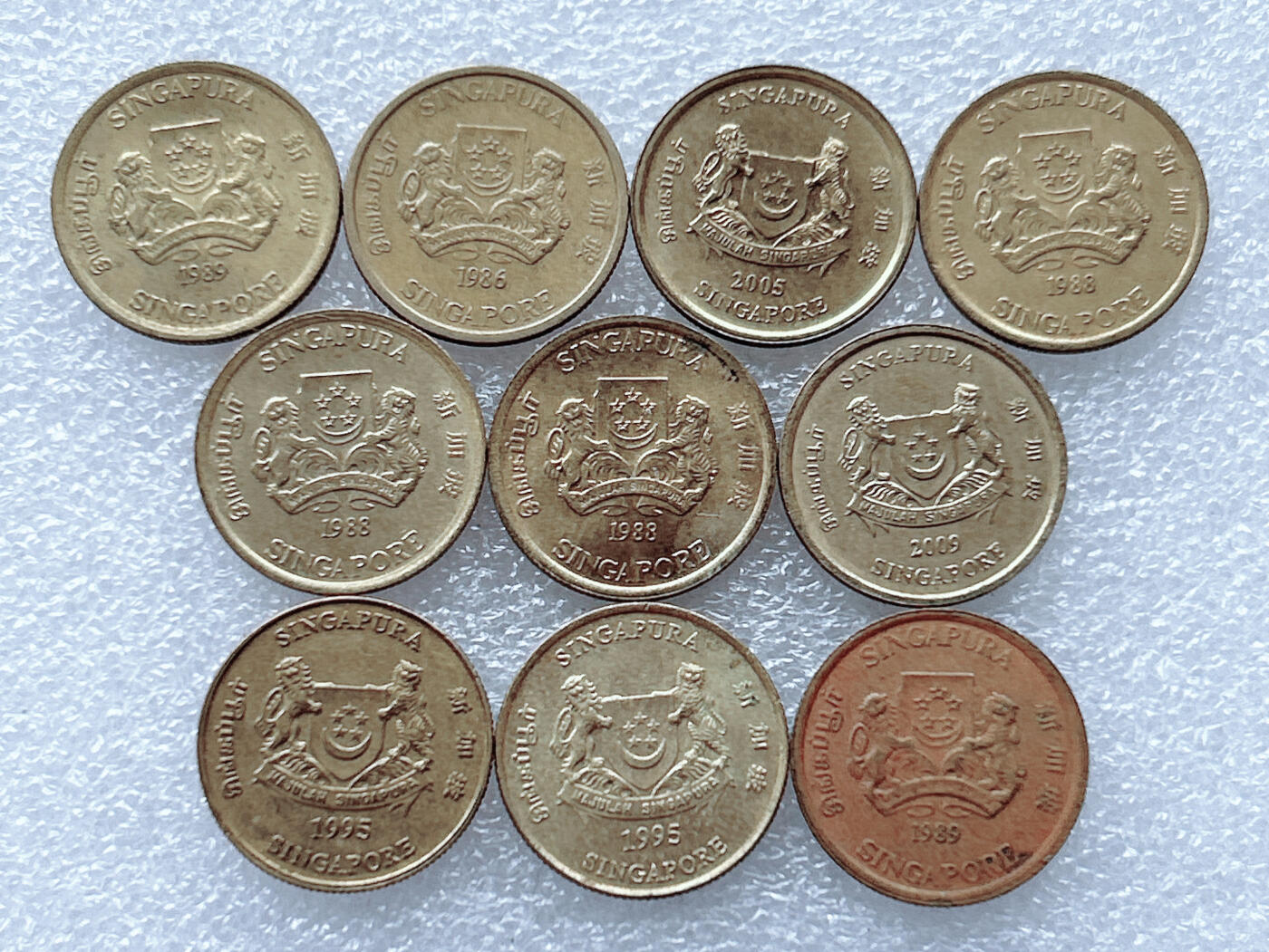 第一海外回流一元起拍收藏 散集专场. 第143期 新加坡5分硬币 10枚