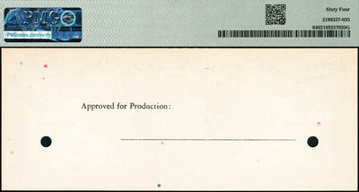 宜和2024年秋季拍卖会-纸币专场 民国三十八年（1949年）中央银行金圆券保安版伍仟圆单面样本券，正背共2枚，未正式发行，右上角带有印制时间“3-30-49”，刘驷业·高岳生签名，正面 PMG 66 EPQ，背面 PMG 64