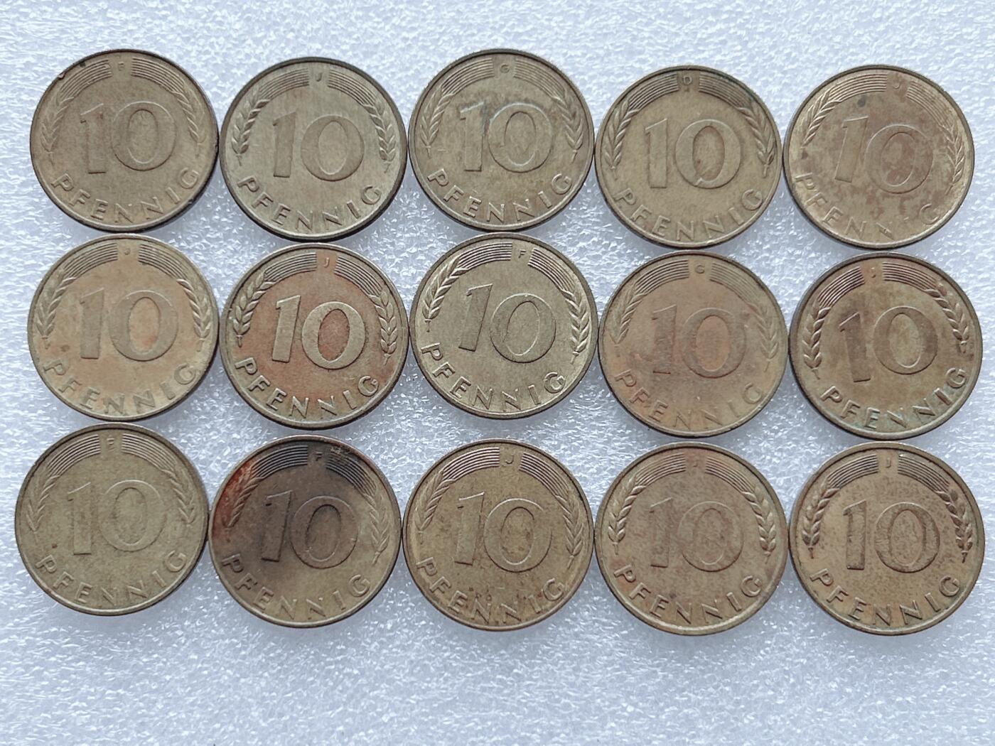 第一海外回流一元起拍收藏 散集专场. 第143期 德国10芬尼 15枚