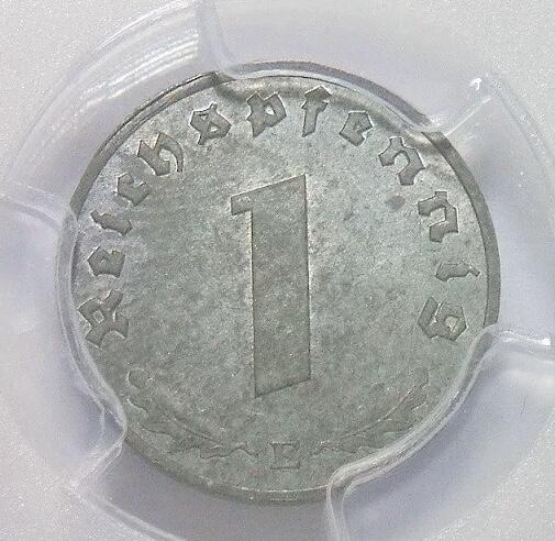 PCGS MS65 德国第三帝国1944年E版1芬尼 难得开卷原光