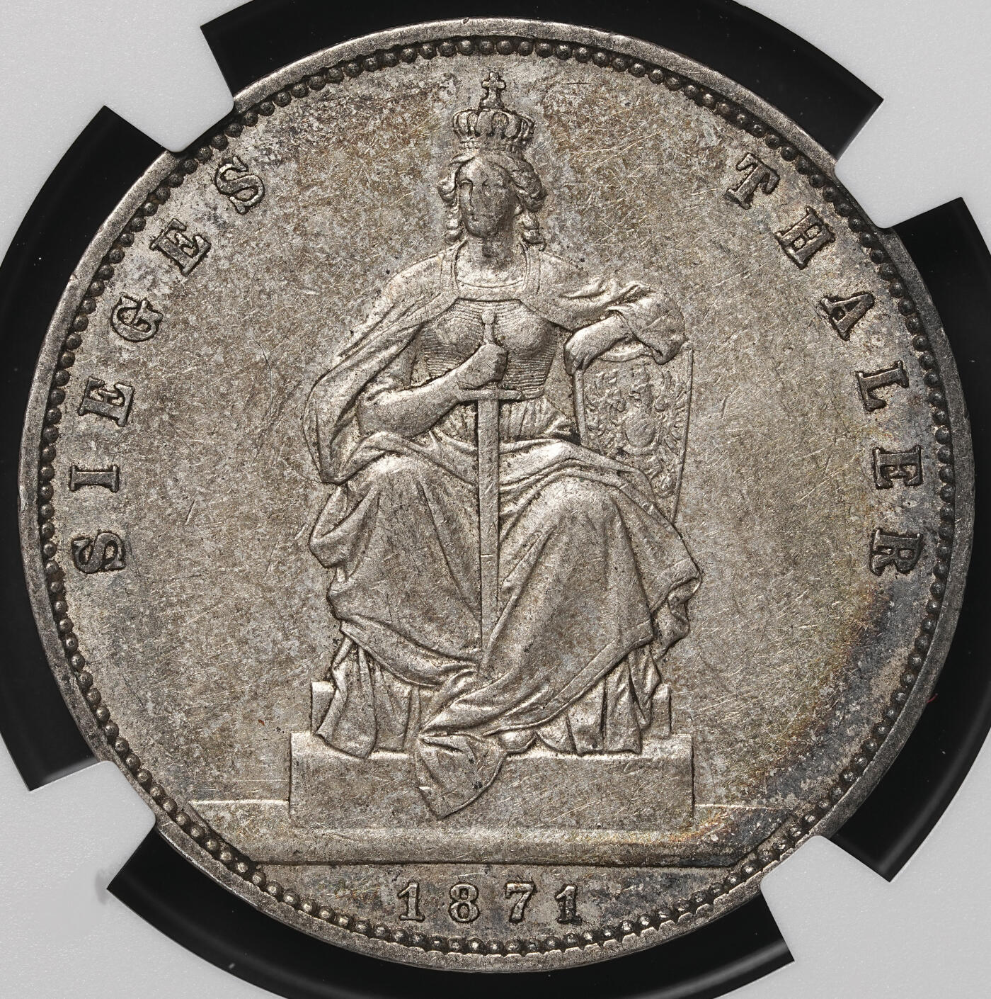 修遠堂世界钱币第四十八期 全场包邮 NGC AU53 1871年普鲁士-普法战争胜利1泰勒银币