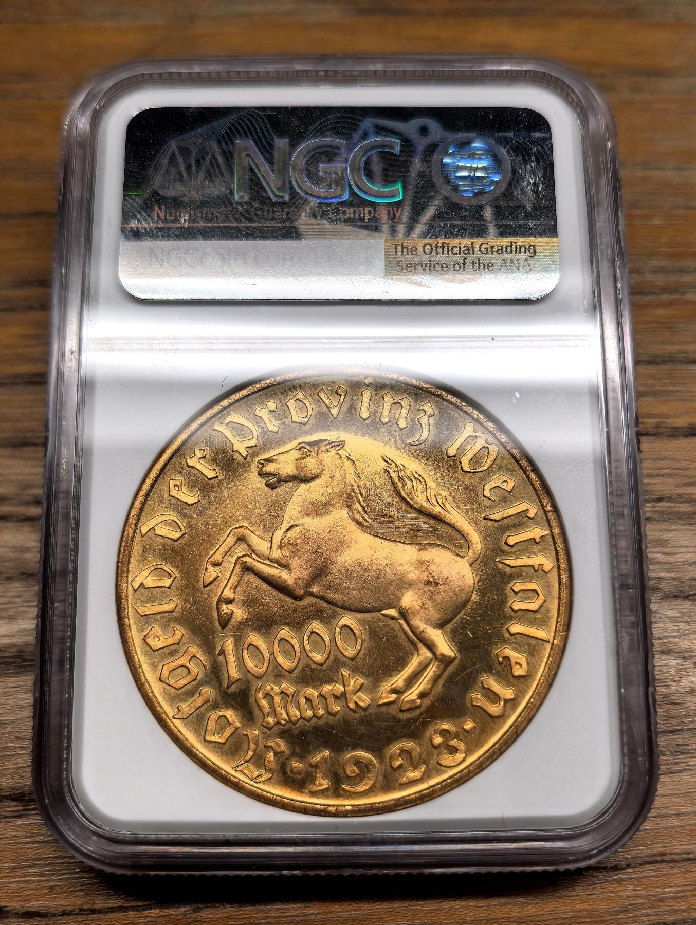 凡希社世界钱币微拍第二百九十一期 1923德紧威斯特伐利亚马币10000马克NGC-MS64