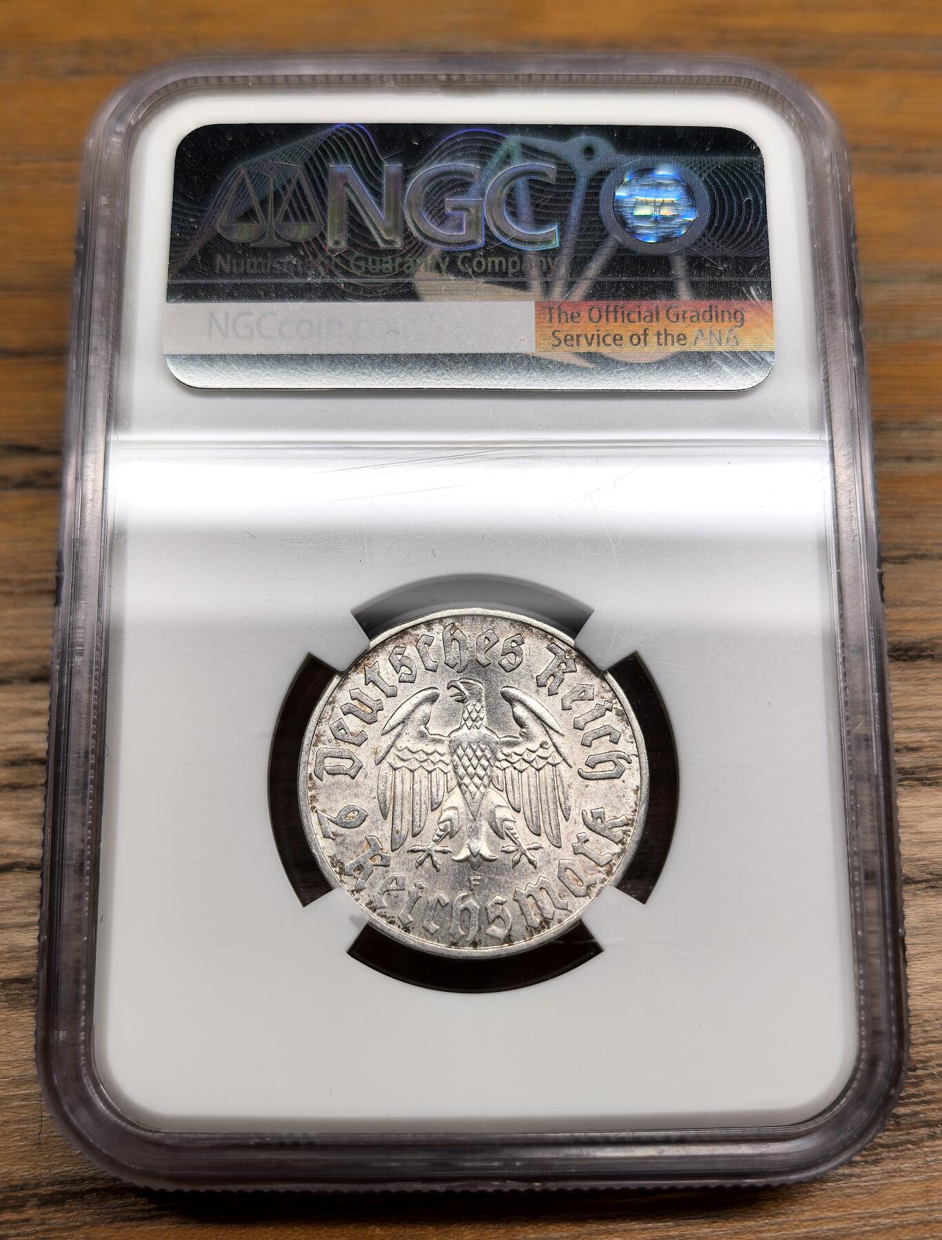 凡希社世界钱币微拍第二百九十一期 1933F德国路德2马克银币NGC-MS62