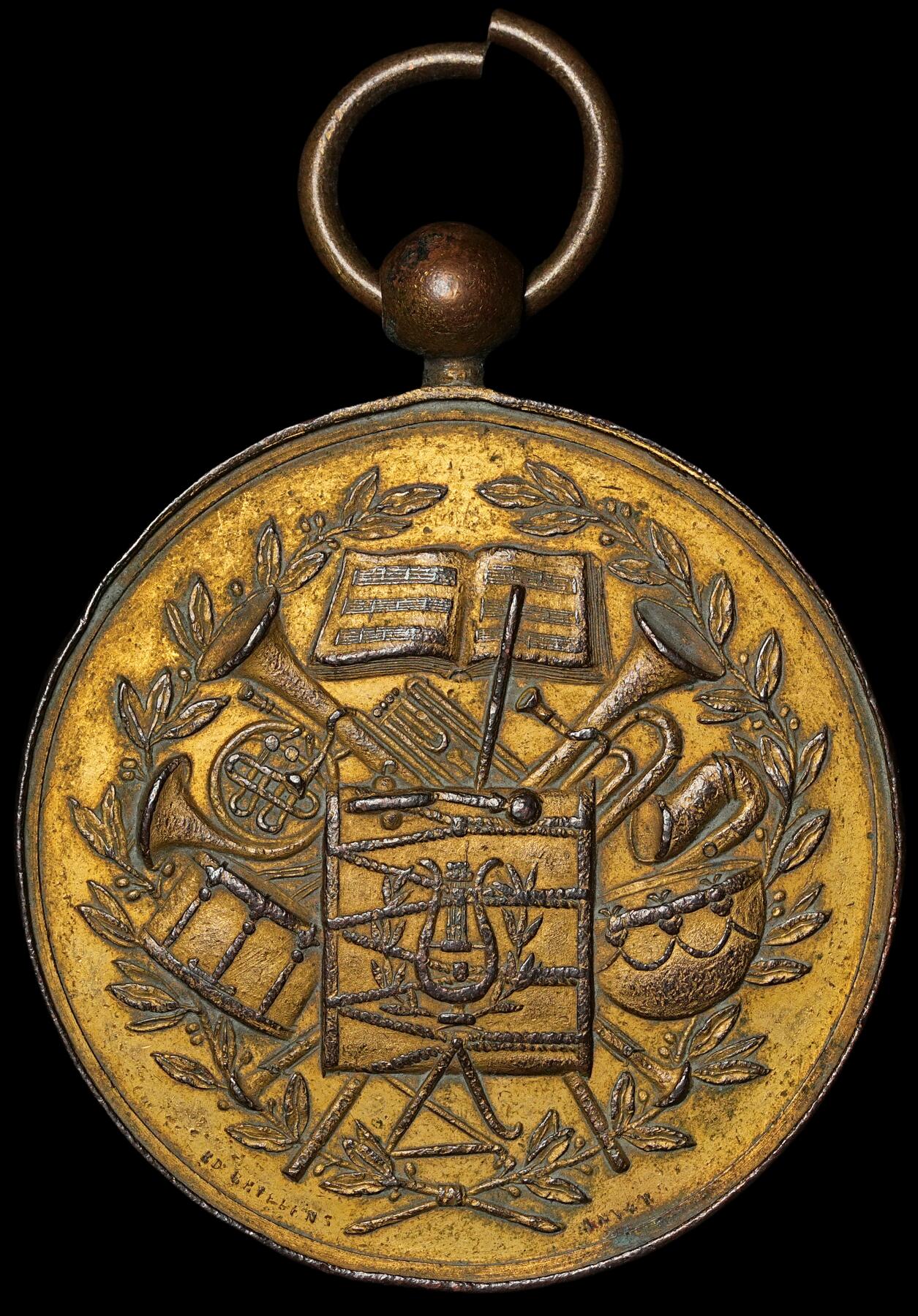 修遠堂世界钱币第四十八期 全场包邮 1894年比利时鎏金铜章 48mm，34.60g
