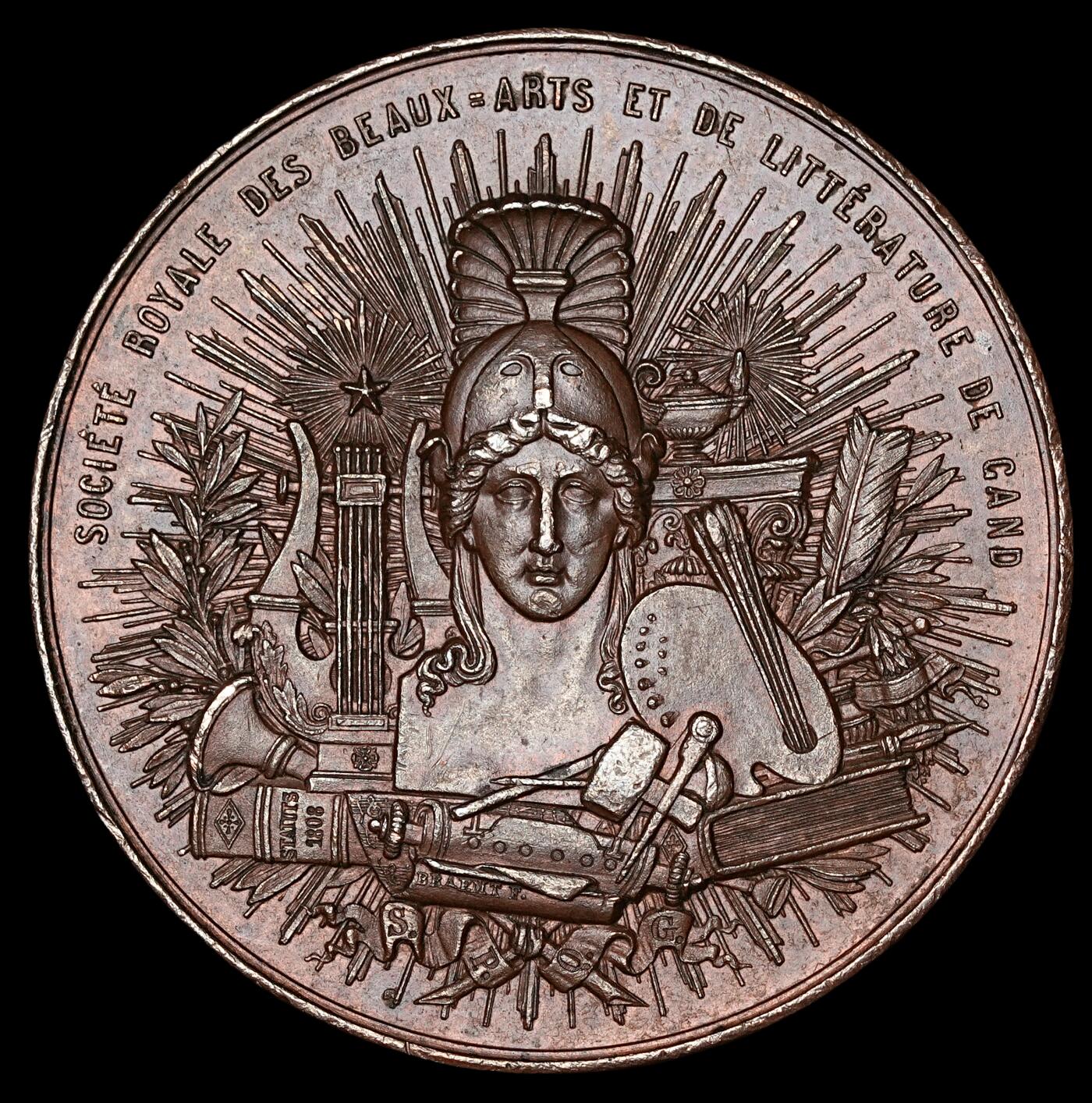 修遠堂世界钱币第四十八期 全场包邮 1858年比利时大铜章 46mm，35g