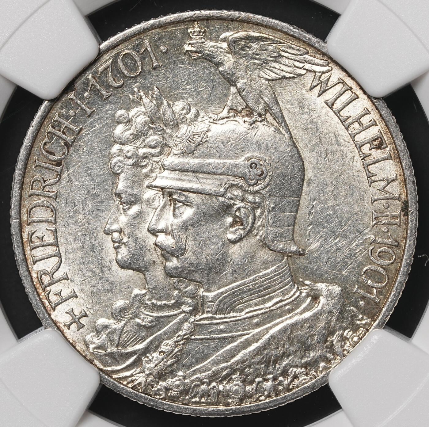 修遠堂世界钱币第四十八期 全场包邮 NGC MS61 1901年普鲁士建国200周年2马克银币