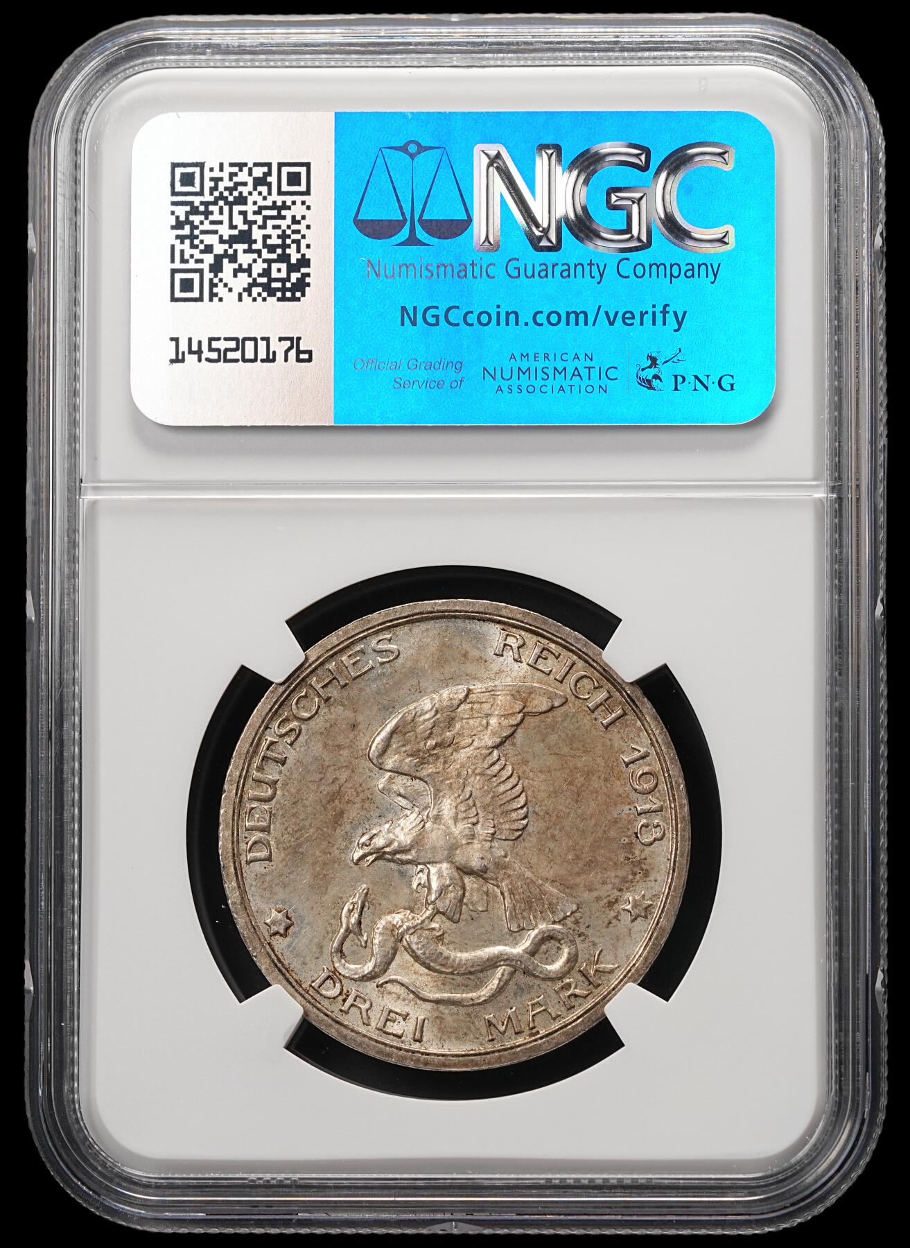 修遠堂世界钱币第四十八期 全场包邮 NGC MS64 1913年普鲁士战胜拿破仑百年纪念3马克银币