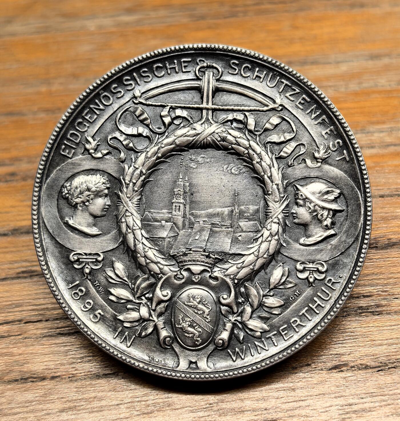 凡希社世界钱币微拍第二百九十一期 1895瑞士温特图尔射击节纪念银章UNC