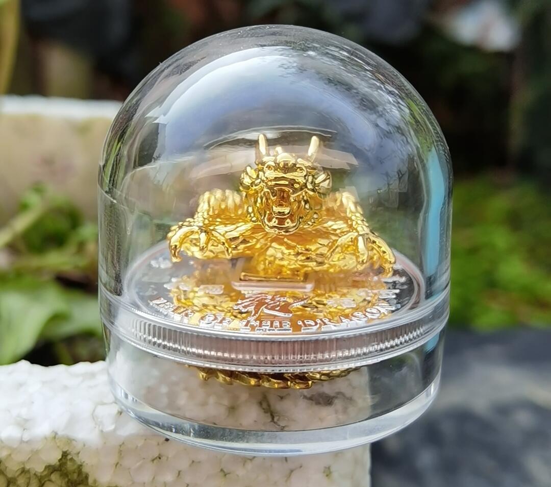 【海宁潮现货】喀麦隆2024年祥龙降幅3D立体镀银彩色纪念币359现货提供
