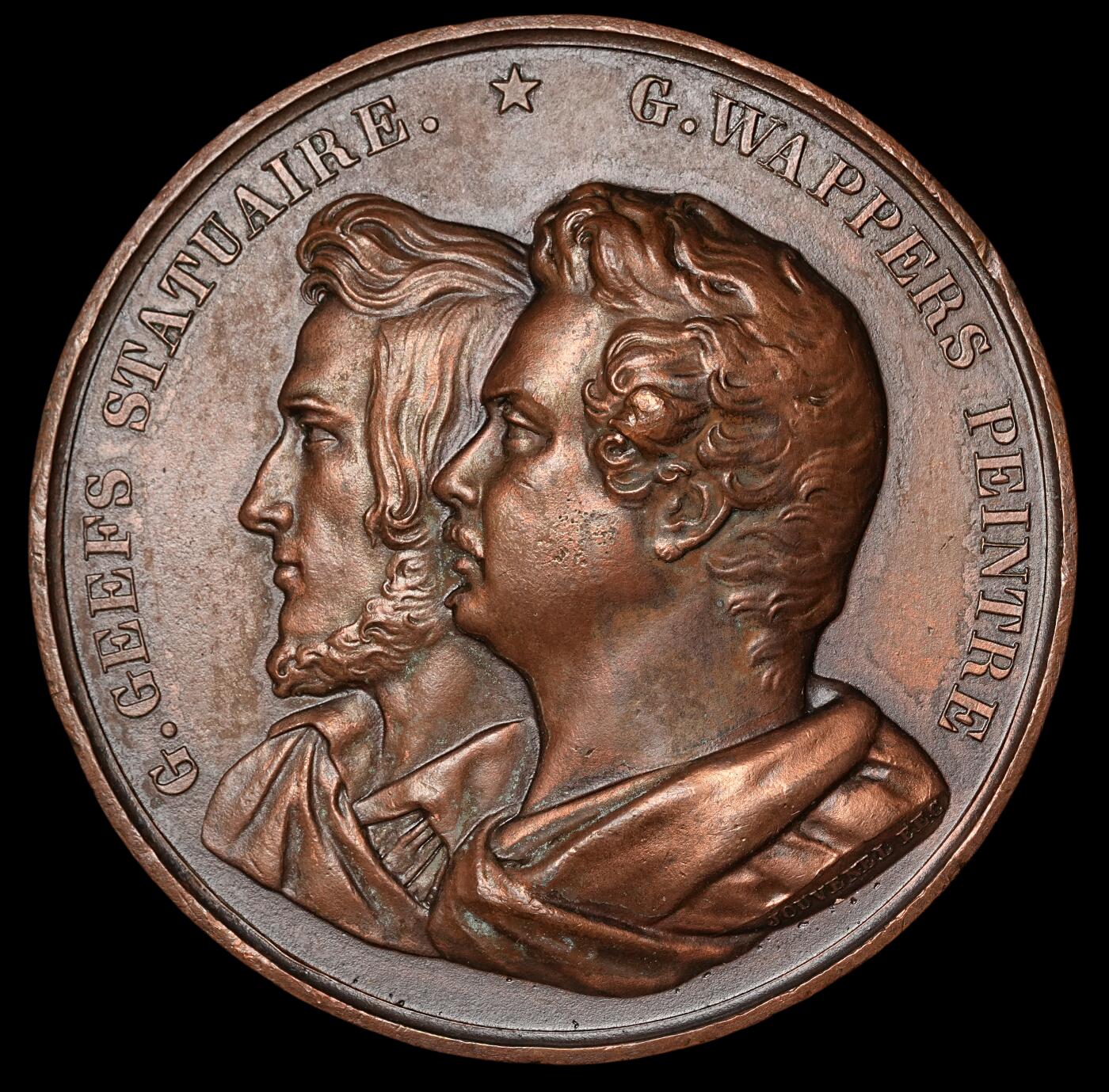 修遠堂世界钱币第四十八期 全场包邮 1835年比利时人物纪念大铜章 63mm，113g
