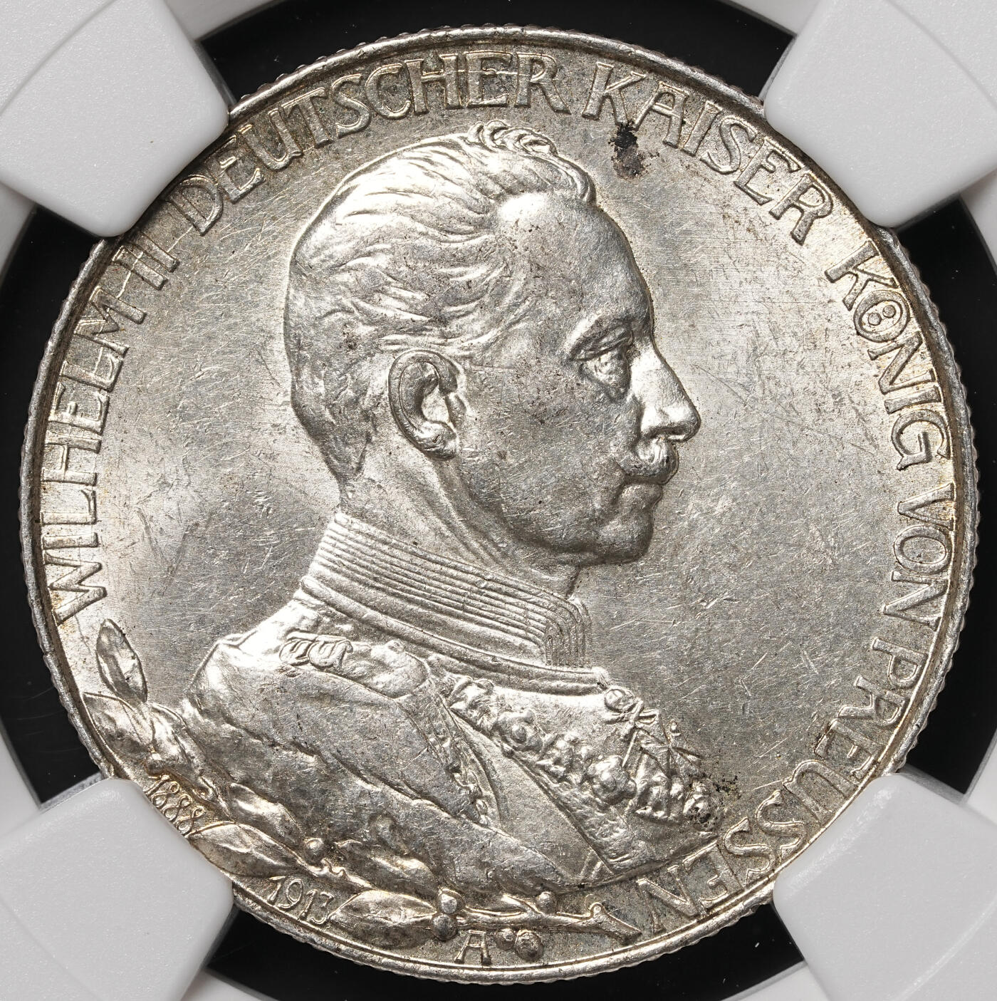 修遠堂世界钱币第四十八期 全场包邮 NGC MS63 1913年普鲁士威廉二世登基25周年纪念2马克银币