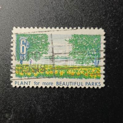 嘉禾收藏    【第19期】        无佣金、可寄存、满10元包邮 - 美国邮票，1969年 园林景观·公园雕刻版