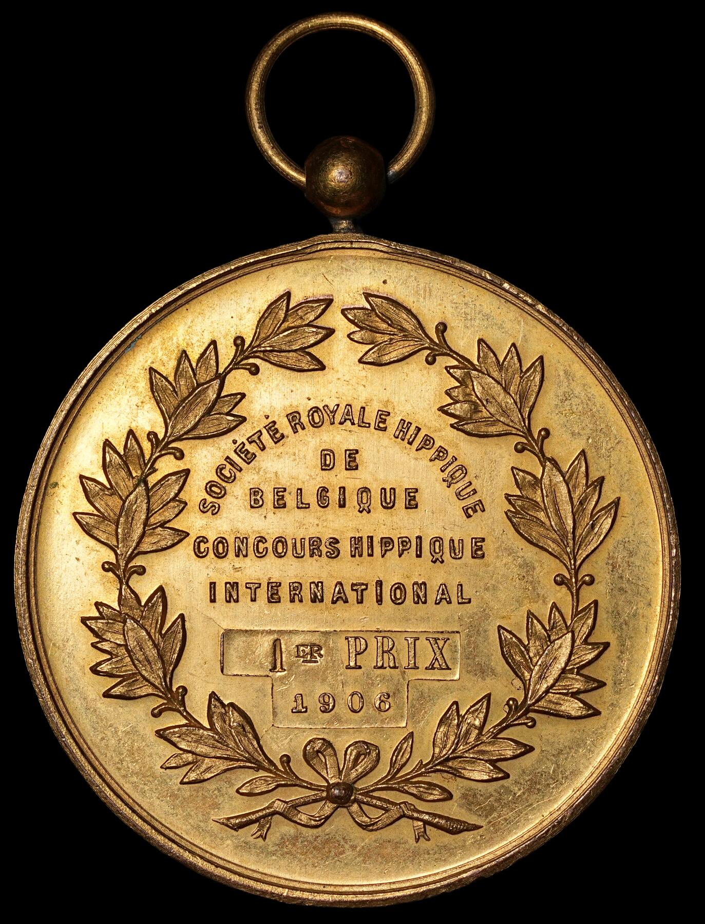 修遠堂世界钱币第四十八期 全场包邮 1906年比利时鎏金大铜章 51mm，41.27g