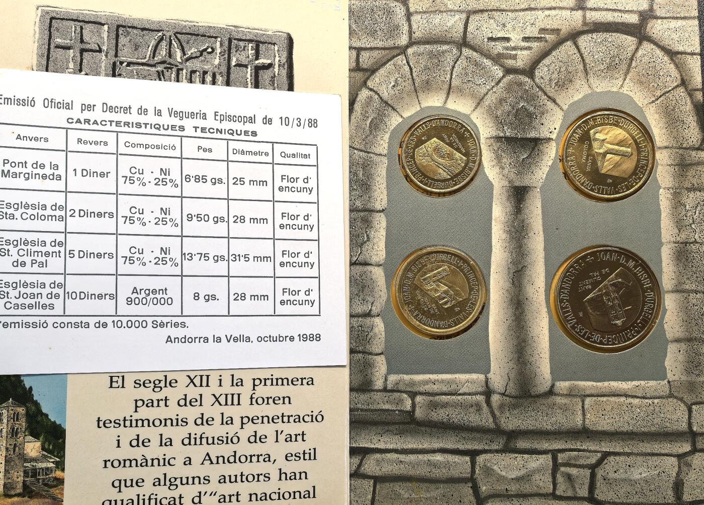 凡希社世界钱币微拍第二百九十一期 1988安道尔罗马古迹MINT SET卡装四枚套好品