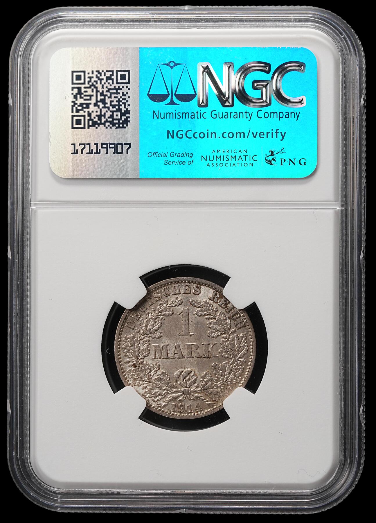 修遠堂世界钱币第四十八期 全场包邮 NGC MS63 1914年德国1马克银币 A厂铭