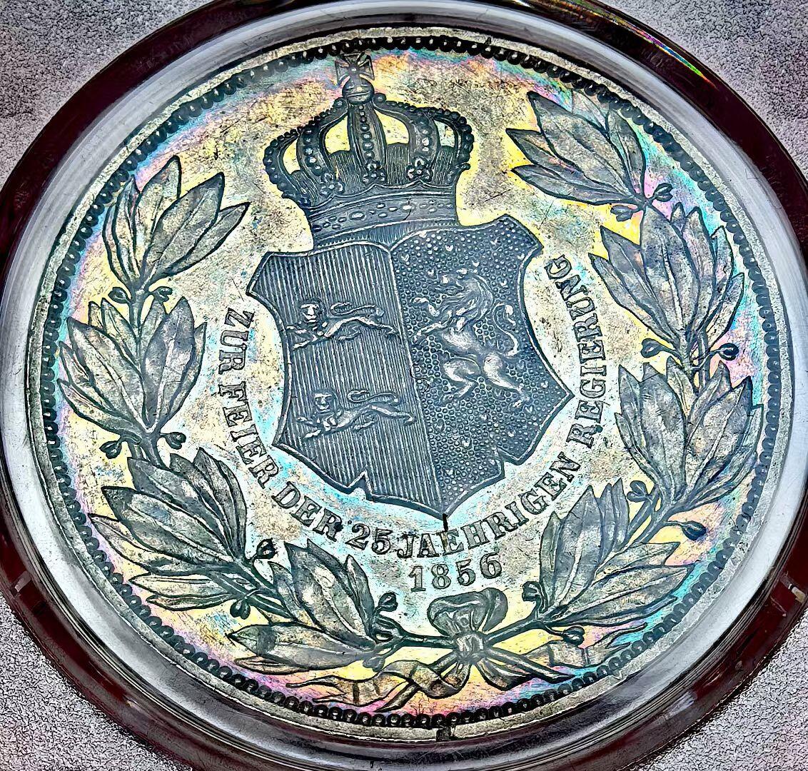 凡希社世界钱币微拍第二百九十一期 荐！1855德国不伦瑞克-沃尔芬堡2泰勒大银PCGS-MS62，欧陆五彩，色调丰富而质感厚重，养眼美物！收藏投资好品种。(多图/视频)