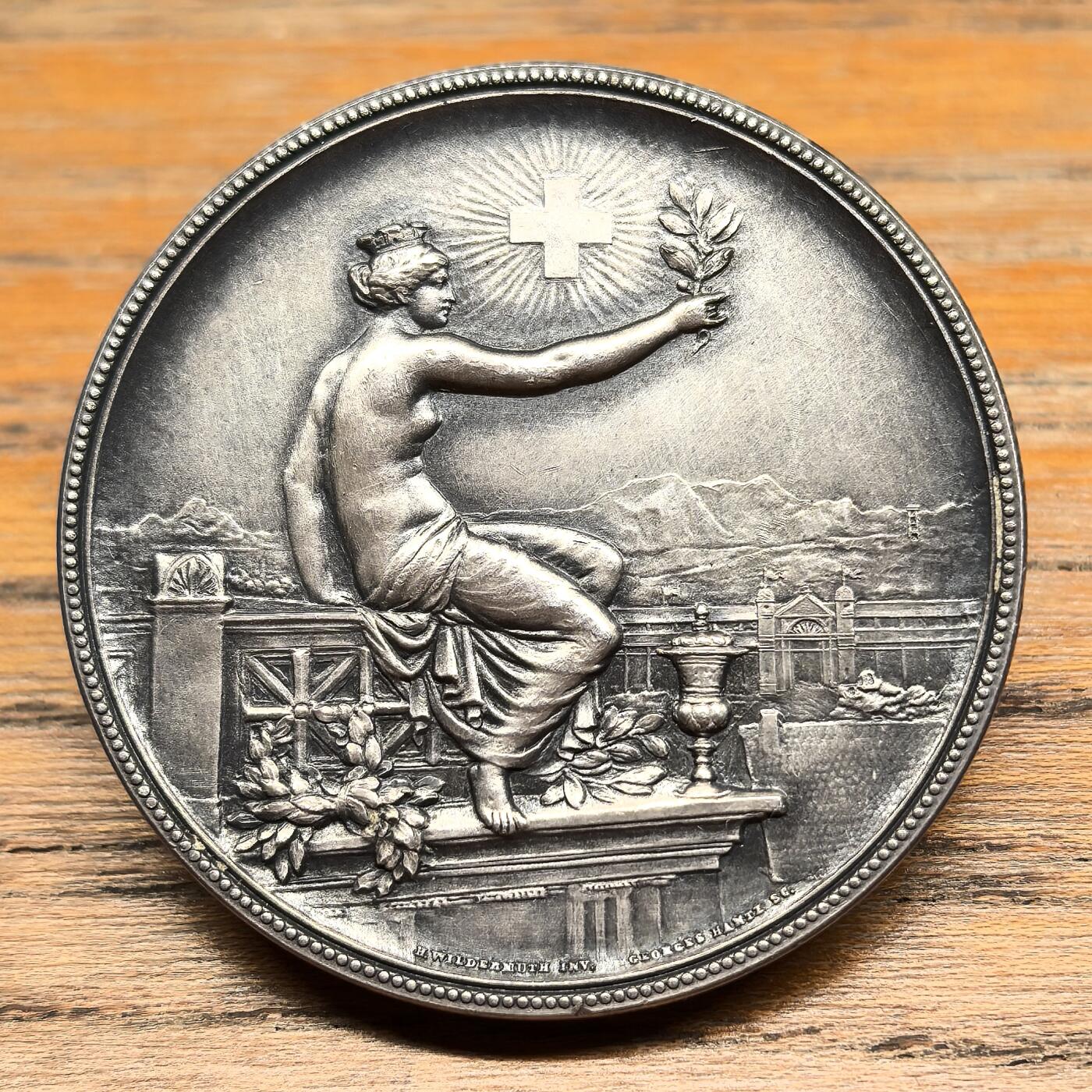 凡希社世界钱币微拍第二百九十一期 1895瑞士温特图尔射击节纪念银章UNC