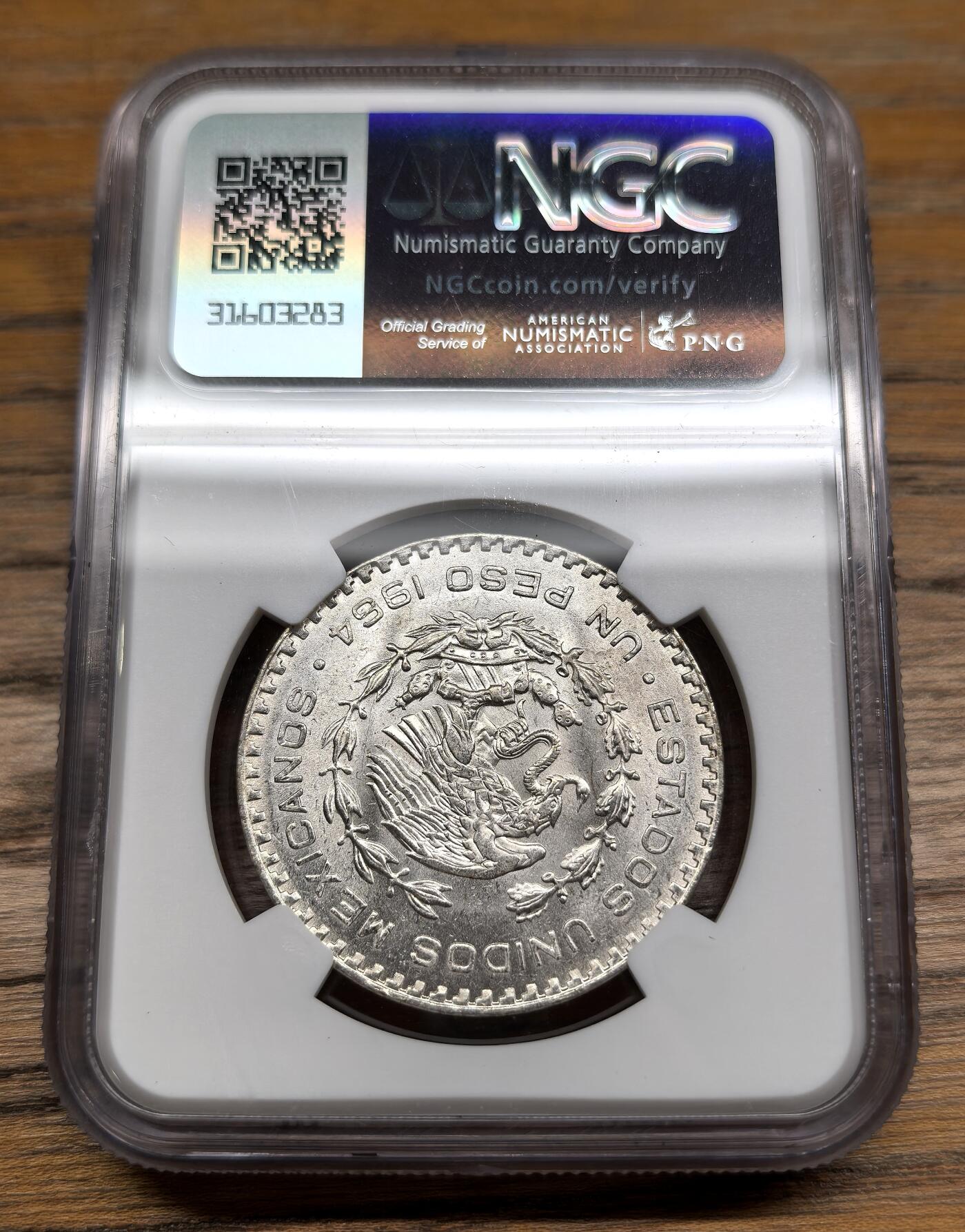 凡希社世界钱币微拍第二百九十一期 1964墨西哥银比索NGC-MS64