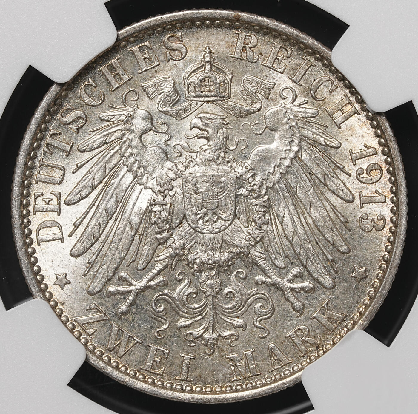 修遠堂世界钱币第四十八期 全场包邮 NGC MS63 1913年普鲁士威廉二世登基25周年纪念2马克银币