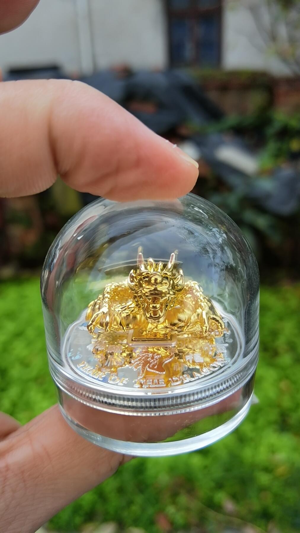 【海宁潮现货】喀麦隆2024年祥龙降幅3D立体镀银彩色纪念币359现货提供