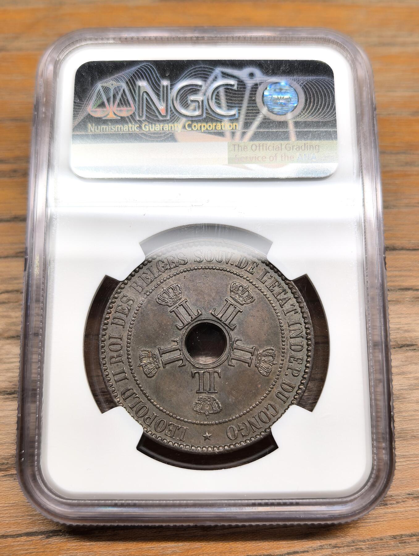 凡希社世界钱币微拍第二百九十一期 1888比属刚果10分大铜NGC-MS63