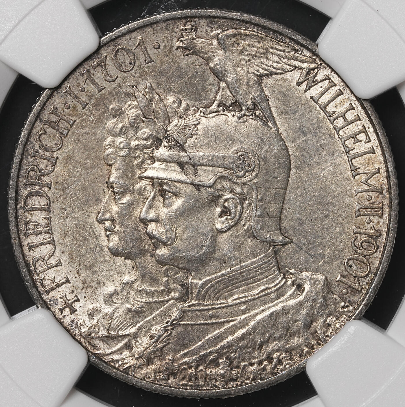 修遠堂世界钱币第四十八期 全场包邮 NGC AU58 1901年普鲁士建国200周年2马克银币