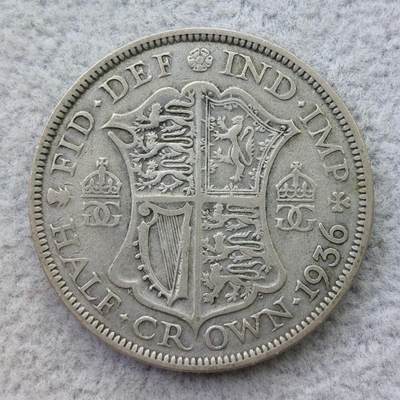 英国1936年乔治五世1/2克朗银币 - 英国1936年乔治五世1/2克朗银币