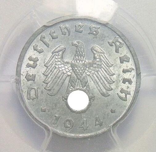 PCGS MS64 德国第三帝国1944年F版1芬尼 难得开卷原光