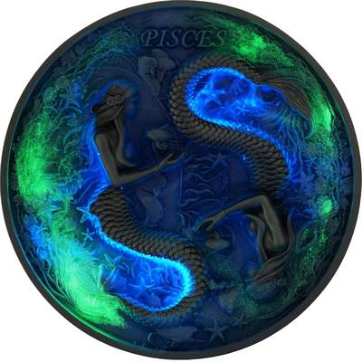 CSIS-GREAT评级精品钱币拍卖第二百七十四期 - 纽埃5盎司 十二星座双鱼座关门币 银币 带盒证