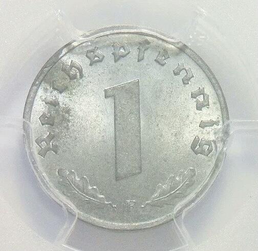 PCGS MS64 德国第三帝国1944年F版1芬尼 难得开卷原光