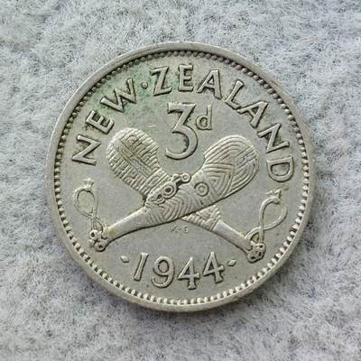 新西兰1944年乔治六世3便士银币 - 新西兰1944年乔治六世3便士银币