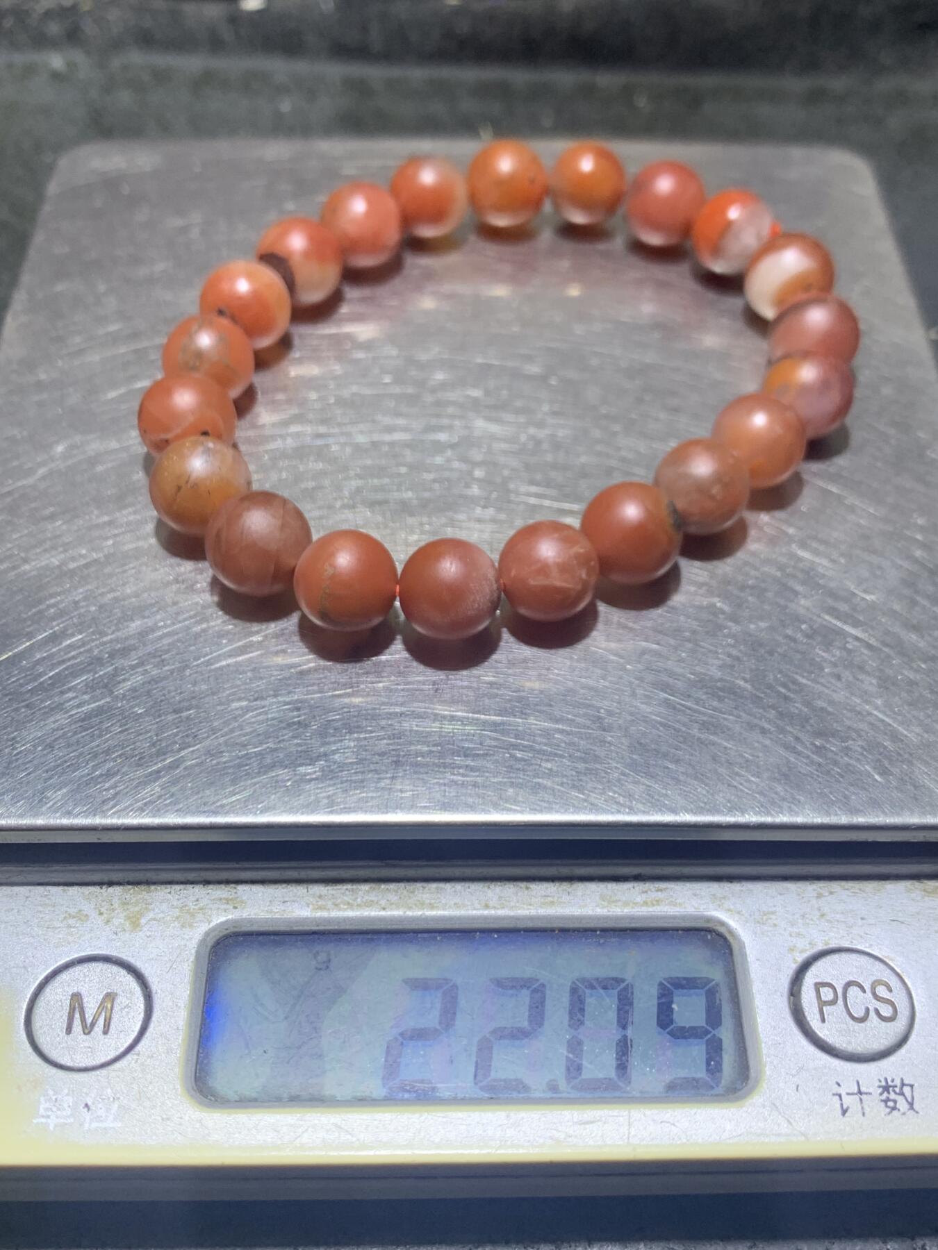 保山南红亚光通货单圈手串一条，