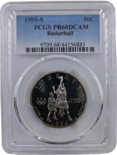 巴斯克收藏第331期 评级币专场 11月26/27/28号三场连拍 全场包邮 - PCGS-PR68DCAM 美国1995年亚特兰大奥运会~篮球半美元纪念币