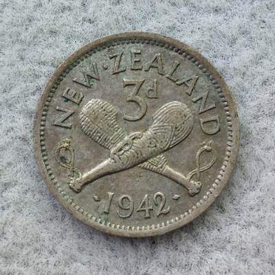 新西兰1942年乔治六世3便士银币 - 新西兰1942年乔治六世3便士银币