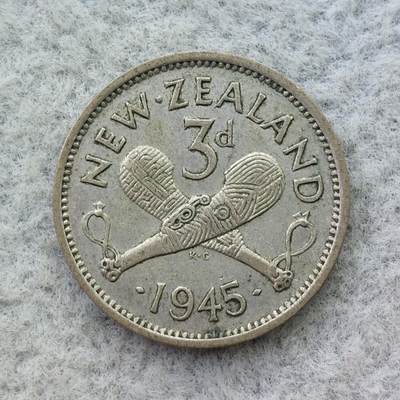 新西兰1945年乔治六世3便士银币 - 新西兰1945年乔治六世3便士银币