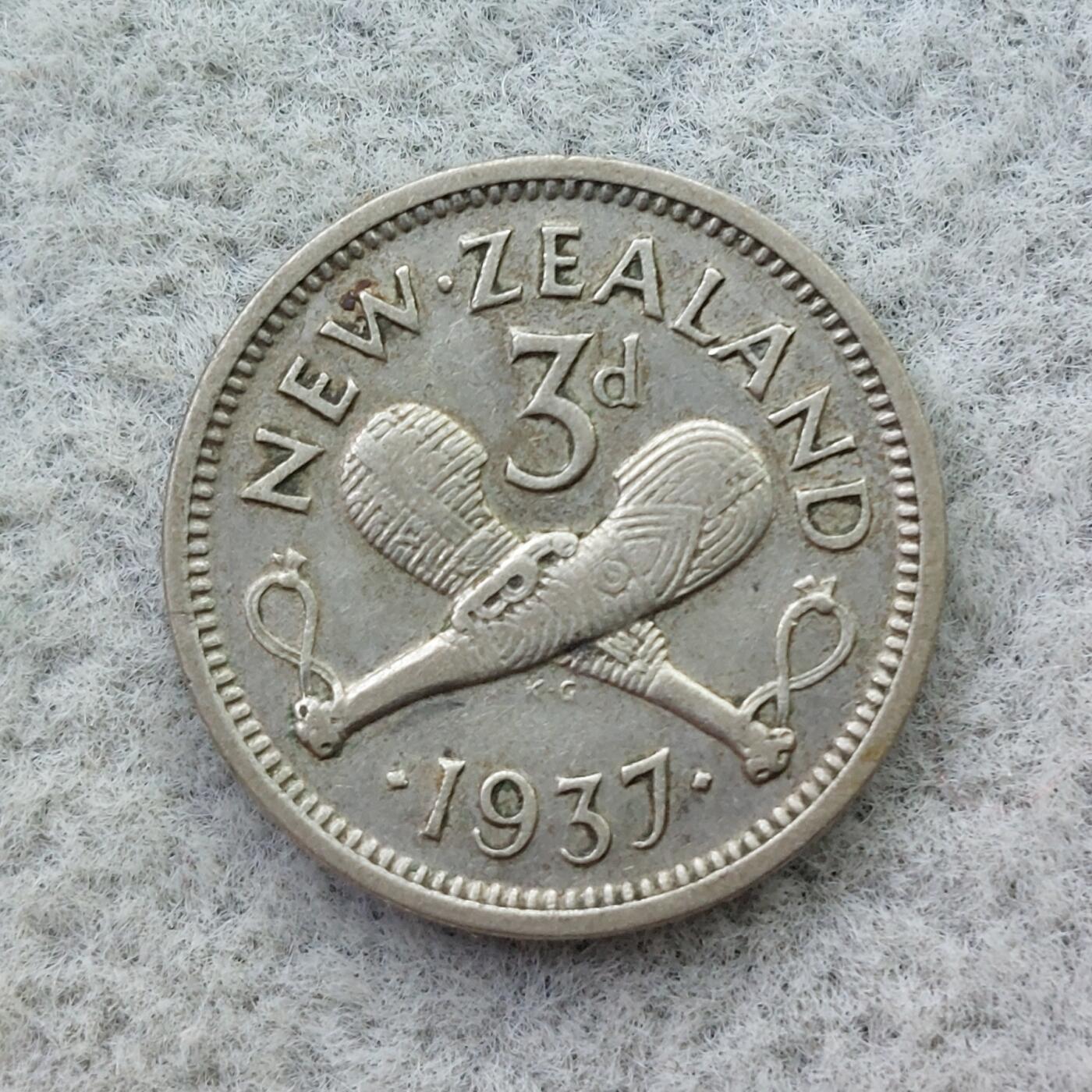新西兰1937年乔治六世3便士银币